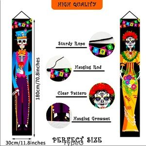 Day of The Dead Decoration Halloween Banner Sign